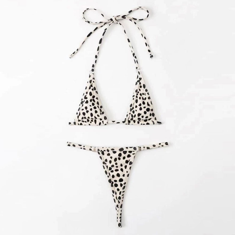 Sexy Polka Dot Slide Triangle Thong Brazilian Two Piece Bikini Swimsui Brazilian Bikini Swimsuits